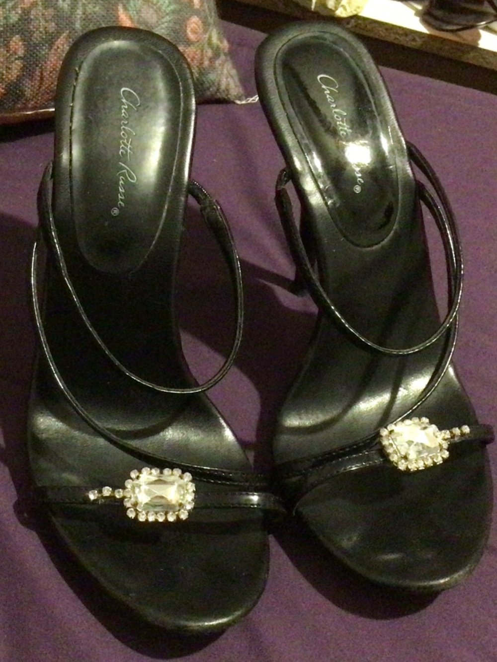 Preowned Vintage Charlotte Russe Black Slip on Heel 7